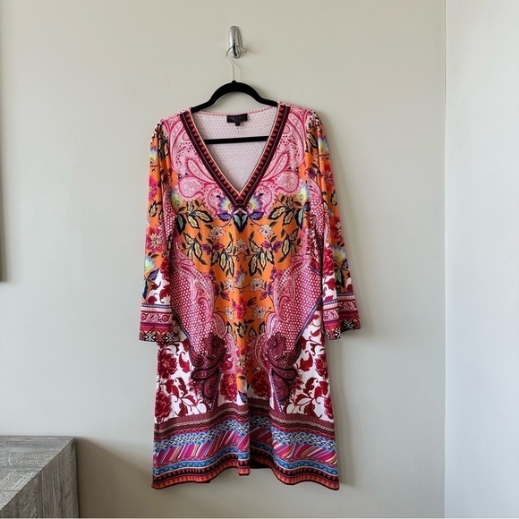 HALE Bob-Mixed Printed Midi Emily Summer/Vacation Dress (Size:Medium) - Picture 5 of 13